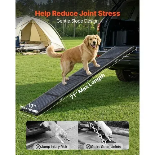 VEVOR Hunderampe, 180 x 43,2 cm, faltbare Hundeautorampe für mittelgroße & große Hunde bis 113 kg, Hundetreppe mit rutschfester Filzteppichoberfläche, tragbare Einstiegshilfe für SUV & LKW – Bild 3