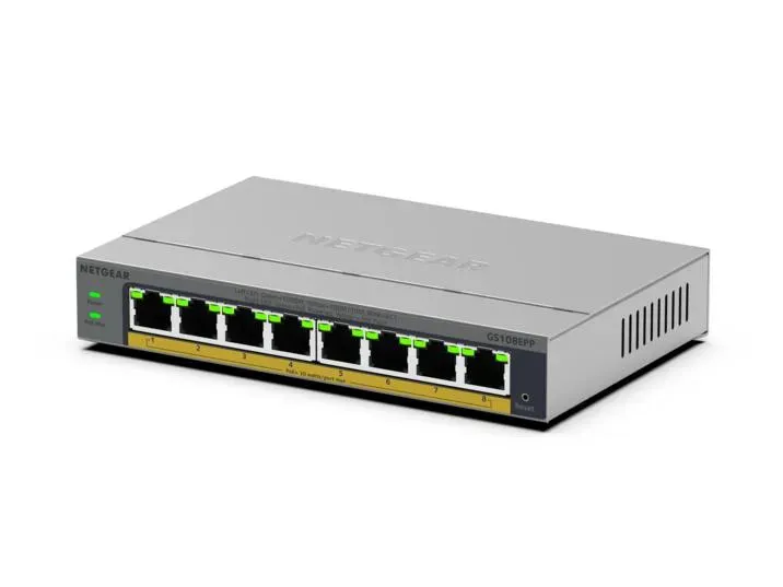 NETGEAR GS108EPP Unmanaged Gigabit Ethernet (10/100/1000) Power over Ethernet (PoE) Desktop-/Wandmontage Grau – Bild 3