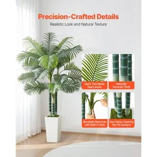 VEVOR Künstliche Areca-Palme, 1,8 m, künstliche tropische Palmenpflanzen mit weißem, hohem Pflanzgefäß, Kunstseidenpflanze im Topf, Kunstbaum für Veranden, Wohnzimmer, Terrassen Zuhause, Büro VEVOR Künstliche Areca-Palme, 1,8 m, künstliche tropische Palmenpflanzen mit weißem, hohem Pflanzgefäß, Kunstseidenpflanze im Topf, Kunstbaum für Veranden, Wohnzimmer, Terrassen Zuhause, Büro