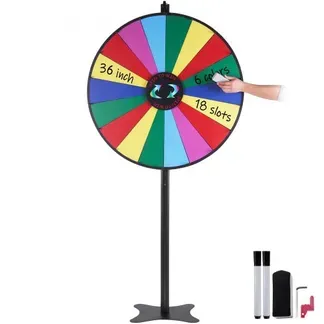 VEVOR 91 cm Glücksrad mit 18 Fächern, Rouletterad mit Trocken Abwischbarem Stift & 2 Markern, zum Aufstellen auf dem Tisch oder auf dem Boden, um Glücksspiele für Partys, Kneipen usw. VEVOR 91 cm Glücksrad mit 18 Fächern, Rouletterad mit Trocken Abwischbarem Stift & 2 Markern, zum Aufstellen auf dem Tisch oder auf dem Boden, um Glücksspiele für Partys, Kneipen usw.