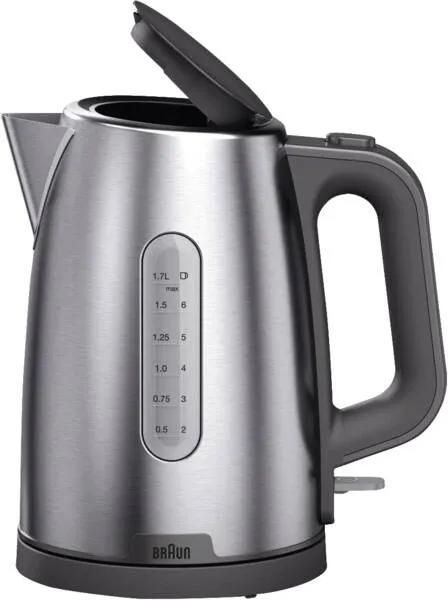 Braun WK 1500 GY Wasserkocher 1,7 l 2200 W Grau, Edelstahl Braun WK 1500 GY Wasserkocher 1,7 l 2200 W Grau, Edelstahl