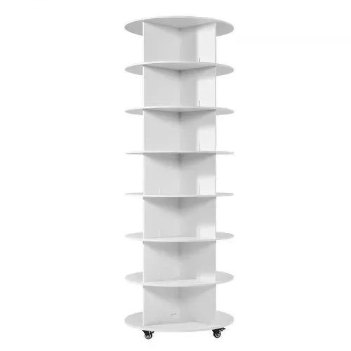 VEVOR Schuhregal Schuhschrank für 28 Paar Schuhe (7-stöckig) 360° drehbar, Schuhaufbewahrung mit Rollen, Schuhablage für Schlafzimmer Wohnzimmer Eingangsbereich, Weiß 598 x 598 x 1670 mm – Bild 10