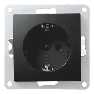 Schutzkontakt-Steckdose McPower “Flair“ 250V~/16A, UP Einsteckschutz, matt schwarz Schutzkontakt-Steckdose McPower “Flair“ 250V~/16A, UP Einsteckschutz, matt schwarz