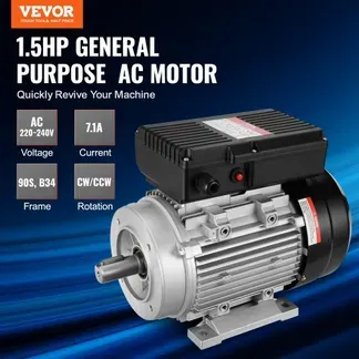 VEVOR 1,1 kW Elektromotor 2800 U/min, AC 220–240 V 7,1 A, 90 S, B34-Rahmen, Luftkompressormotor einphasig, 24 mm Keilwelle, Rechts-/Linkslauf für landwirtschaftliche Maschinen und allgemeine Geräte VEVOR 1,1 kW Elektromotor 2800 U/min, AC 220–240 V 7,1 A, 90 S, B34-Rahmen, Luftkompressormotor einphasig, 24 mm Keilwelle, Rechts-/Linkslauf für landwirtschaftliche Maschinen und allgemeine Geräte