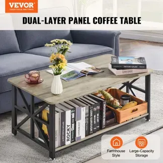 VEVOR Couchtisch Kaffeetisch im Farmhouse-Stil 100 cm, rechteckiger Couchtisch mit offenem Ablagefach, 90,7 kg belastbarer rustikaler Cocktailtisch aus Holz für Wohnzimmer Schlafzimmer Studio VEVOR Couchtisch Kaffeetisch im Farmhouse-Stil 100 cm, rechteckiger Couchtisch mit offenem Ablagefach, 90,7 kg belastbarer rustikaler Cocktailtisch aus Holz für Wohnzimmer Schlafzimmer Studio