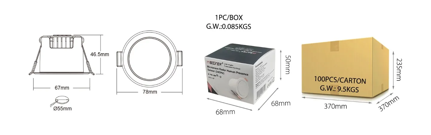 MiBoxer HPS1-RF LED Sensor Microwave Radar Human Presence Sensor 2,4GHz – Bild 9