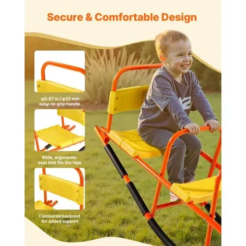 VEVOR Kinderwippe, 90 kg Tragkraft, Schaukelwippe aus Metall mit Griffen, Karussellwippe für Kinder ab 3 Jahren, Gartenwippe für draußen, Rasen, Hinterhof, Spielplatz, 2 Sitze, 1535x490x645 mm – Bild 4