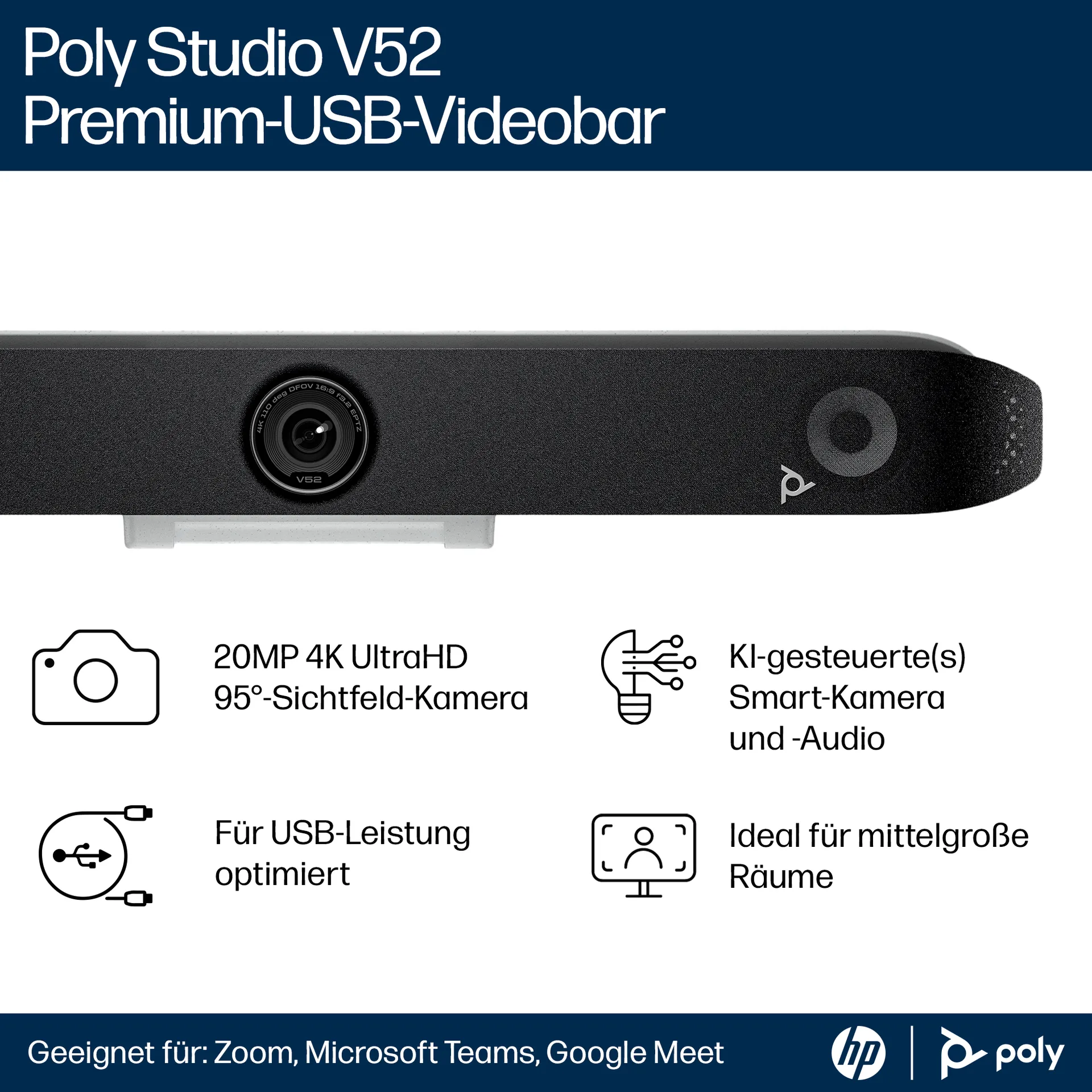 HP Poly Studio V52 USB-Videobar – Bild 7