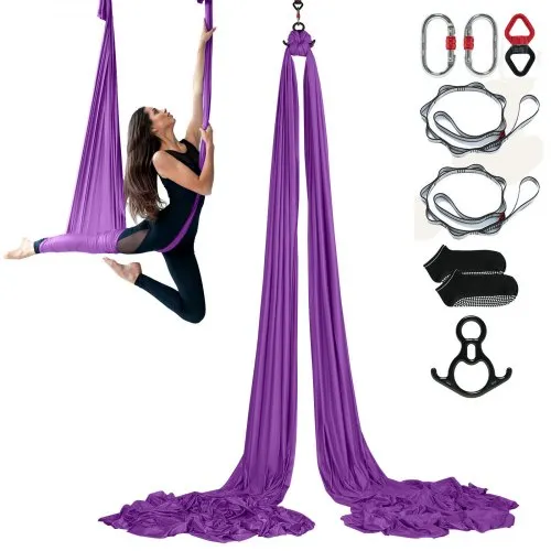 VEVOR Aerial Yoga Hängematte Set 8 x 2,8 m, Lila Aerial Yoga Swing Air Fliegen, Indoor Aerial Yoga Hammock Swing 1000 kg Max. Tragfähigkeit, inkl. Yoga-Socken & Stahlkarabiner & Alu-Drehgelenk VEVOR Aerial Yoga Hängematte Set 8 x 2,8 m, Lila Aerial Yoga Swing Air Fliegen, Indoor Aerial Yoga Hammock Swing 1000 kg Max. Tragfähigkeit, inkl. Yoga-Socken & Stahlkarabiner & Alu-Drehgelenk