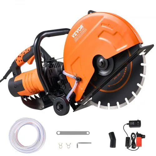 VEVOR Elektrische Betonsäge, 356 mm, Hochleistungs-Kreissäge 2800 W, Schnitttiefe 127 mm, Nass-/Trocken-Scheibensäge mit Wasserrohr, Wasserpumpe, Sägeblatt, für Stein und Ziegel VEVOR Elektrische Betonsäge, 356 mm, Hochleistungs-Kreissäge 2800 W, Schnitttiefe 127 mm, Nass-/Trocken-Scheibensäge mit Wasserrohr, Wasserpumpe, Sägeblatt, für Stein und Ziegel