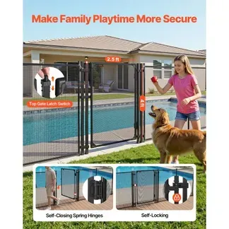 VEVOR Poolzaun Tor 1,2×0,75 m, Tür für Poolschutzzaun Kinderschutzzaun, Sicherheitstor-Set mit Selbstschließ- & Selbstverriegelungsfunktion, 352 g/m² Teslin-PVC-Gewebe, für Schwimmbecken, Schwarz VEVOR Poolzaun Tor 1,2×0,75 m, Tür für Poolschutzzaun Kinderschutzzaun, Sicherheitstor-Set mit Selbstschließ- & Selbstverriegelungsfunktion, 352 g/m² Teslin-PVC-Gewebe, für Schwimmbecken, Schwarz