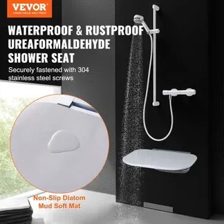 VEVOR Klappbarer Duschsitz 35 x 33 cm Wandmontierte Duschbank 204kg VEVOR Klappbarer Duschsitz 35 x 33 cm Wandmontierte Duschbank 204kg