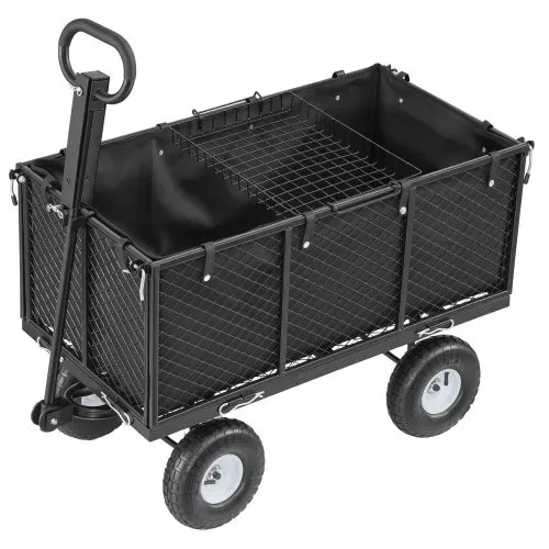 VEVOR Bollerwagen, 544 kg, Handwagen, Transportwagen mit Luftreifen, verstellbarem Griff, abnehmbaren Seitenwänden, Strandwagen, Campingwagen, Gartenwagen zur Befestigung an ATV oder Traktor, Schwarz – Bild 8