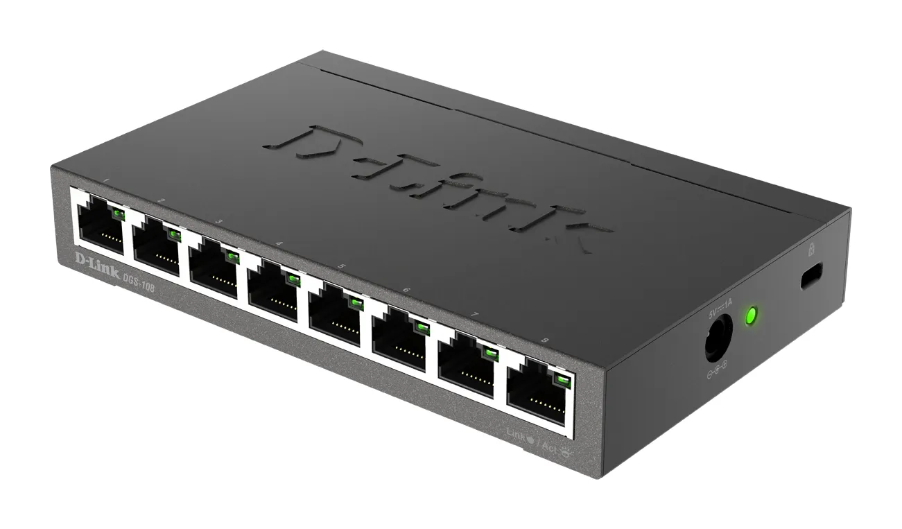 D-Link DGS-108 Unmanaged L2 Gigabit Ethernet (10/100/1000) Schwarz – Bild 2