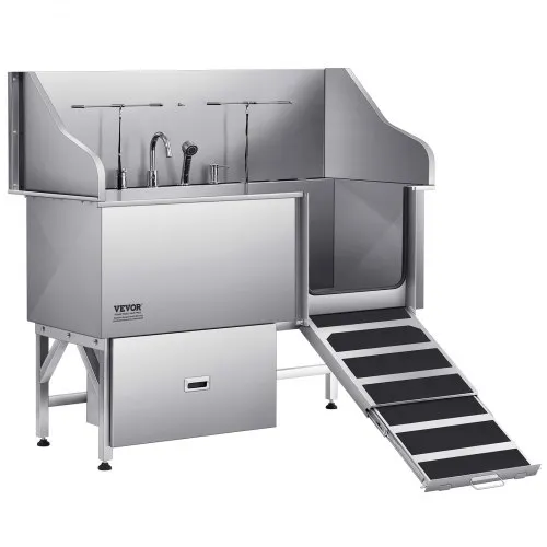 VEVOR 304 Edelstahl-Hundewaschstation, 154,9 cm große Pflegebadewanne mit rutschfester, flacher Rampe, Schublade, Warm- und Kaltwasserhahn, All-in-One-Badewanne für Pflegesalons, für alle Größen geeignet (rechte Tür) VEVOR 304 Edelstahl-Hundewaschstation, 154,9 cm große Pflegebadewanne mit rutschfester, flacher Rampe, Schublade, Warm- und Kaltwasserhahn, All-in-One-Badewanne für Pflegesalons, für alle Größen geeignet (rechte Tür)