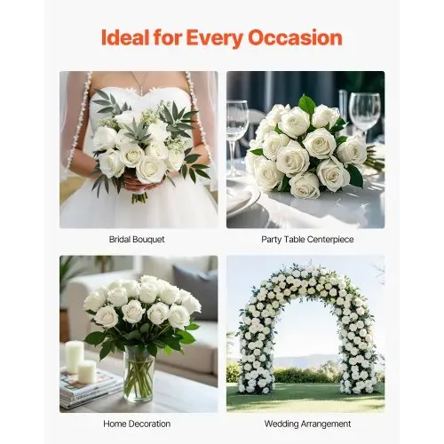 VEVOR Künstliche Blumen Rosen, 120 Stück Kunstblumen, Weiße Gefälschte Rose mit Stielen, Schaumrosen für DIY Hochzeit Blumensträuße Braut Valentinstag Muttertag Zuhause Dekoration – Bild 5