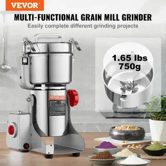 VEVOR 750g elektrische Getreidemühle, Hochgeschwindigkeits-Gewürzmühlen mit 2000 W, Pulverisiermaschine aus Edelstahl, für trockene Körner, Gewürze, Müsli, Kaffee, Mais, Pfeffer, Schwenktyp VEVOR 750g elektrische Getreidemühle, Hochgeschwindigkeits-Gewürzmühlen mit 2000 W, Pulverisiermaschine aus Edelstahl, für trockene Körner, Gewürze, Müsli, Kaffee, Mais, Pfeffer, Schwenktyp