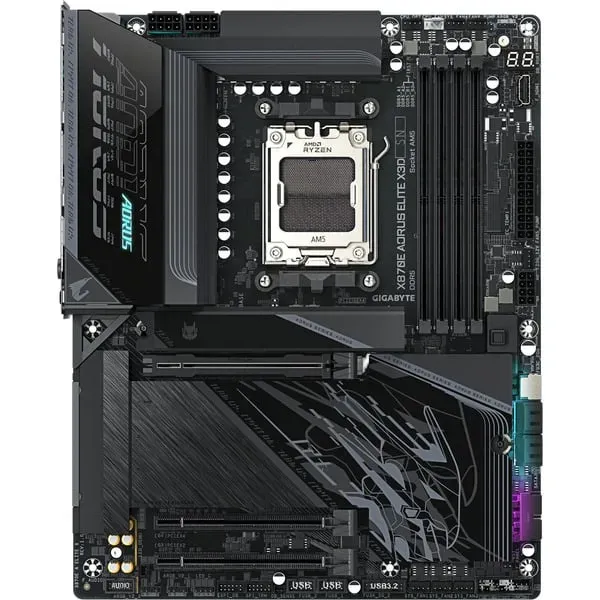 GIGABYTE X870E AORUS ELITE X3D Mainboard – Unterstützt AMD Ryzen 9000 Prozessoren, 16+2+2-Phasen Digital-VRM, bis zu 9000 Hz DDR5 (OC), 2 x PCIe 5.0 + 2 x PCIe 4.0, Wi-Fi 7, 5 GbE LAN, USB 4 – Bild 2