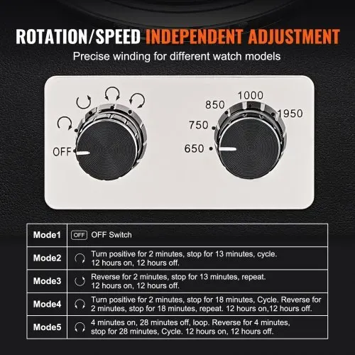 VEVOR Uhrenbeweger, Automatik-Uhrenbeweger, Watch Winder, Uhrenbeweger für Automatikuhren, Automatischer Uhrenbeweger mit Platz für 4 Uhren, LED Beleuchtung, 150–207 mm Einstellbar Riemenlänge – Bild 2