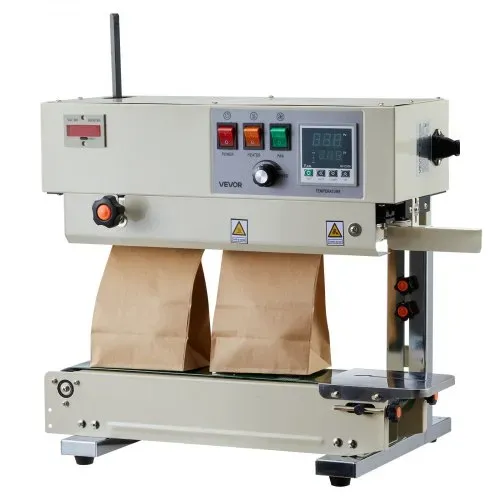 VEVOR Kontinuierliche Versiegelungsmaschine, 6-12 mm Siegelbreite, Vertikal, mit Rollendruck, Siegelmaschine Temperatur & Geschwindigkeit einstellbar, passend für 0,03-0,8 mm Plastikbeutel – Bild 9