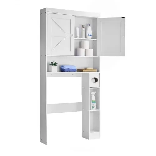 VEVOR Toilettenschrank Badezimmerschrank mit Doppeltür & verstellbarem Regal, platzsparender 3-stöckiger Badschrank über der Toilette mit offenem Regal, 1713x815x195 mm Aufbewahrungsschrank Weiß – Bild 9
