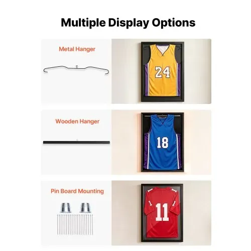 VEVOR 2 x Trikotrahmen 590 x 795 mm, Holz-Trikot-Bilderrahmen mit PC-Platte und 98 % UV-Schutz, Objektrahmen mit Aufhänger & Magnetverschluss für Baseball-, Basketball-, Football- und Hockeytrikots – Bild 2