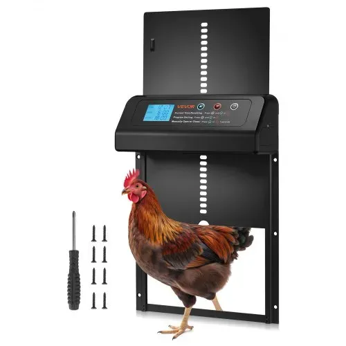 VEVOR Automatische Hühnerklappe, Hühnerstalltür mit Timer, manueller Einstellung & Einklemmschutz, Elektrischer Hühnerauslauf-Toröffner mit wasserdichter Versiegelung, Schwarz, 350x250x73 mm VEVOR Automatische Hühnerklappe, Hühnerstalltür mit Timer, manueller Einstellung & Einklemmschutz, Elektrischer Hühnerauslauf-Toröffner mit wasserdichter Versiegelung, Schwarz, 350x250x73 mm
