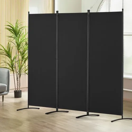 VEVOR Raumteiler Trennwand 3-teiliger Paravent Stellwand, faltbarer Sichtschutz für Büro Schlafzimmer Esszimmer Arbeitszimmer Balkon, Raumtrenner freistehend (228 x 52 x 184 cm), Schwarz – Bild 7