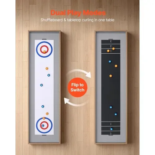 VEVOR Shuffleboard-Tisch 2,1 m mit 8 Pucks Tischcurling-Spiel 2 in 1 Tragbar, Glatte Spielfläche für Flüssiges und Schnelles Puckspiel, Klappbare Beine für das Familien-Spielzimmer zu Hause – Bild 2