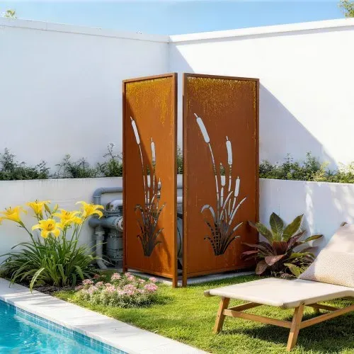 VEVOR Paravent, 50x160 cm 2er-Pack, Raumteiler Metall, Trennwand mit Erdspießen & Kohlenstoffstahlplatte, Sichtschutz, Raumtrenner, Dekorative Sichtschutzwand für Garten, Terrasse, Hof, Balkon – Bild 7