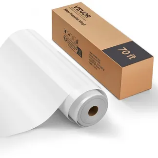 VEVOR Vinylfolie Wärmeübertragung Transferfolie (304,8 x 21336 mm), glänzend weiße HTV-Bügelvinylrolle, kompatibel mit Schneidemaschinen, für verschiedene Materialien T-Shirts Kissen Hüte VEVOR Vinylfolie Wärmeübertragung Transferfolie (304,8 x 21336 mm), glänzend weiße HTV-Bügelvinylrolle, kompatibel mit Schneidemaschinen, für verschiedene Materialien T-Shirts Kissen Hüte