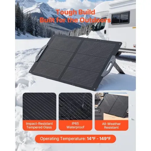 VEVOR Faltbares Solarpanel 100 W, Tragbares Solarladegerät 24% Hocheffizienz, Monokristallines Solarmodul mit MC4-Ausgang, USB-A-, Typ-C- & DC-Anschlüssen, IP65, für Powerstations, Camping, Wandern – Bild 4