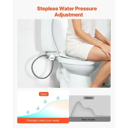VEVOR Bidetaufsatz für Toilette, nicht elektrischer Bidet-WC-Aufsatz mit ausziehbarer Doppeldüse & einstellbarem Kaltwasserdruck Einlass aus Edelstal ideal für die Gesäß- und Intimwäsche, weiß – Bild 2