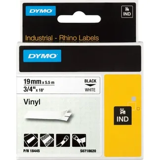 Rhino IND ORIGINAL Schriftband Vinyl 19mm x 5,5m, schwarz auf weiß Rhino IND ORIGINAL Schriftband Vinyl 19mm x 5,5m, schwarz auf weiß