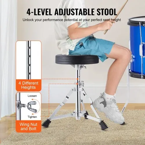VEVOR Schlagzeugset für Kinder, 5-teilig, Anfänger-Schlagzeugset mit Bass-Toms, Snare, Standtrommel, verstellbarem Thron-Becken, Hi-Hat-Pedal und zwei Paar Drumsticks, Schlagzeugset für Kinder, blau – Bild 4