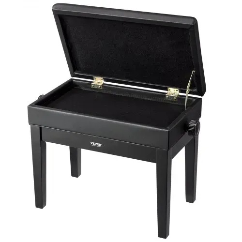 VEVOR Klavierbank, 56x34x49 cm, Pianobank, Keyboard-Klavierstuhl, 49-58 cm höhenverstellbar, gepolstertes Kissen, Ablagefach für Notenbücher, Klavierhockersitz aus Holz, für Schminktisch, Wohnzimmer – Bild 8