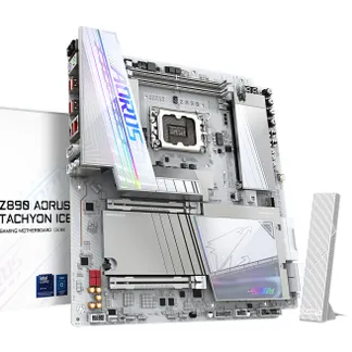 GIGABYTE Z890 AORUS TACHYON ICE Mainboard – Intel Core Ultra (Serie 2) Prozessoren, 18+1+2 Phasen VRM, bis zu 9500 MHz DDR5 (O.C), 1 x PCIe 5.0 + 3 x PCIe 4.0, Wi-Fi 7, 5 GbE LAN, USB 3.2 Gen 2×2 GIGABYTE Z890 AORUS TACHYON ICE Mainboard – Intel Core Ultra (Serie 2) Prozessoren, 18+1+2 Phasen VRM, bis zu 9500 MHz DDR5 (O.C), 1 x PCIe 5.0 + 3 x PCIe 4.0, Wi-Fi 7, 5 GbE LAN, USB 3.2 Gen 2×2