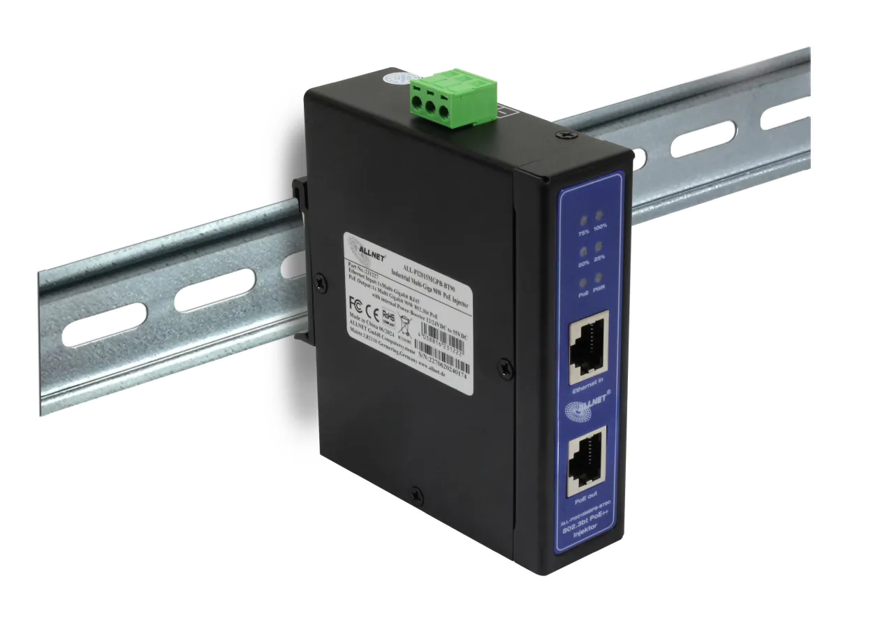ALLNET PoE Injektor Industrial MultiGigabit • PoE BT mit Power-Booster (15,4W/30W/90W) • DIN • ALLNET PoE Injekt Metallgehäuse • ALL-PI2015MGPB-BT90 – Bild 4