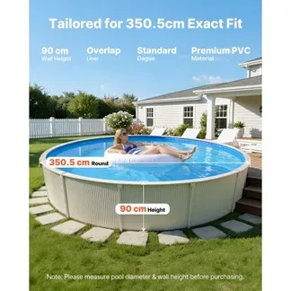 VEVOR Poolinnenfolie 3,5 m, Poolfolie für 90 cm Wandhöhe, Ersatzfolie aus PVC, Innenhülle 0,6 mm Stärke, Schwimmbadfolie Überlappend, Austauschfolie, Geeignet für Oberirdische Pools, Blau VEVOR Poolinnenfolie 3,5 m, Poolfolie für 90 cm Wandhöhe, Ersatzfolie aus PVC, Innenhülle 0,6 mm Stärke, Schwimmbadfolie Überlappend, Austauschfolie, Geeignet für Oberirdische Pools, Blau