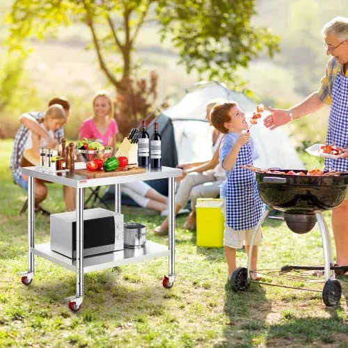 VEVOR Arbeitstisch 91 x 76 x 82 cm Edelstahl Catering Arbeitstisch etwa 160 kg für Belastbarkeit Lebensmittel Zubereitungstisch Gewerbliche Arbeitstisch für Küche Bar Restaurantar 4 verstellbare Füße – Bild 7