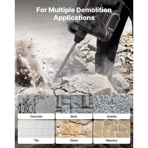 VEVOR SDS Plus Meißel Set, 4-teiliges SDS Plus Bohrhammer-Aufsatzset, inklusive Spitz-, Flach- & Spatenmeißel, Wärmebehandelter 40Cr-Legierungsstahl, für Abbruch-, Beton- & Ziegelarbeiten – Bild 5