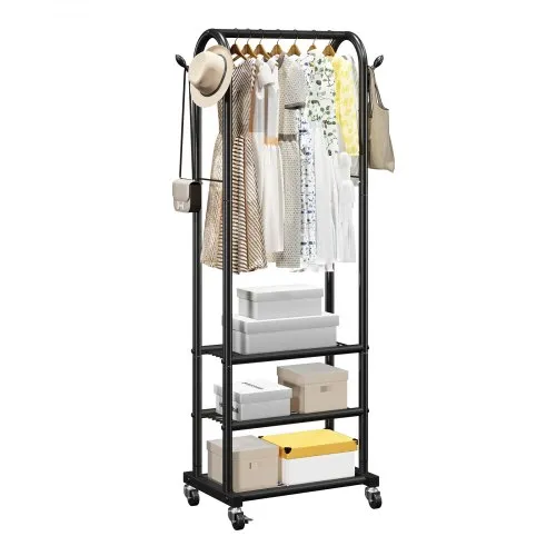 VEVOR Kleiderständer Garderobenständer rollbar mit Kleiderstange & 3 Ablageflächen, bis 45 kg belastbar, robuster Kleiderständer aus Karbonstahl für Schlafzimmer Waschküche Wohnzimmer VEVOR Kleiderständer Garderobenständer rollbar mit Kleiderstange & 3 Ablageflächen, bis 45 kg belastbar, robuster Kleiderständer aus Karbonstahl für Schlafzimmer Waschküche Wohnzimmer