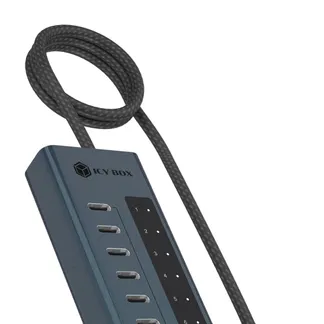 ICY BOX IB-HUB1450-C31, HUB mit 10x USB-C Ports, USB 3.2 Gen 2, 10 Gbit/s, mit 48W Netzteil, 1x PD 20W ICY BOX IB-HUB1450-C31, HUB mit 10x USB-C Ports, USB 3.2 Gen 2, 10 Gbit/s, mit 48W Netzteil, 1x PD 20W