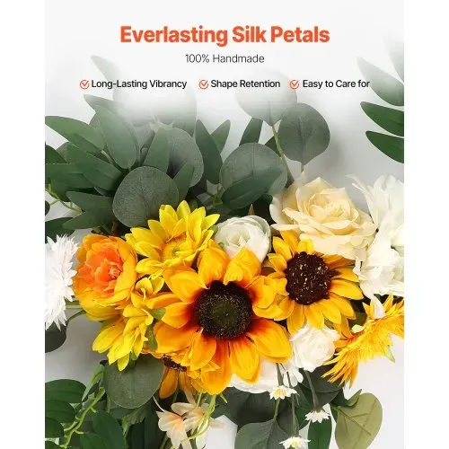VEVOR Blumen für Hochzeit Bogen, gelbe Blumen für Traubogen mit Vorhängen (3er-Set) – 2 Blumenarrangements, 1 transparente Vorhänge, für Zeremoniensträuße, Empfangshintergrunddekoration – Bild 3