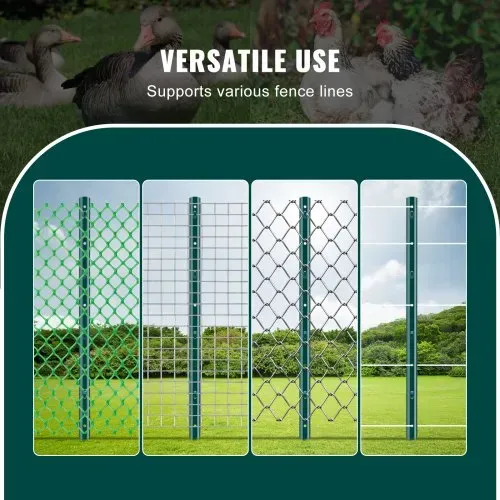 VEVOR 3 Fuß langer Zaunpfosten, 10er-Pack T-Pfosten Hochleistungs-Zaunpfosten aus Metall, stabile Zaunpfähle aus Stahl für Gartenhof, Rasen, Bauernhöfe und Maschendrahtzäune im Freien, grün – Bild 5
