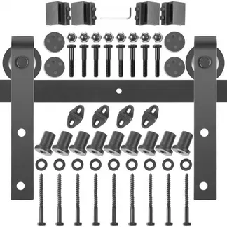 VEVOR Schiebetürbeschlag 366cm Länge Schiebetürsystem aus Kohlenstoffstahl Schiebetüren Komplettset 150kg Tragfähigkeit Laufschienen Set max. 183cm Türbreite Geeignet für Küche Scheunen Ställe VEVOR Schiebetürbeschlag 366cm Länge Schiebetürsystem aus Kohlenstoffstahl Schiebetüren Komplettset 150kg Tragfähigkeit Laufschienen Set max. 183cm Türbreite Geeignet für Küche Scheunen Ställe