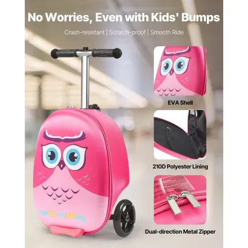 VEVOR Scooter Koffer, 20 L Fassungsvermögen, Reisekoffer mit Flash-PU-Rädern, TPR-Anti-Rutsch-Griff, max. Gewichtskapazität 50 kg, Kinderkoffer Handgepäck, für Kinder ab 5 Jahren, Pink VEVOR Scooter Koffer, 20 L Fassungsvermögen, Reisekoffer mit Flash-PU-Rädern, TPR-Anti-Rutsch-Griff, max. Gewichtskapazität 50 kg, Kinderkoffer Handgepäck, für Kinder ab 5 Jahren, Pink