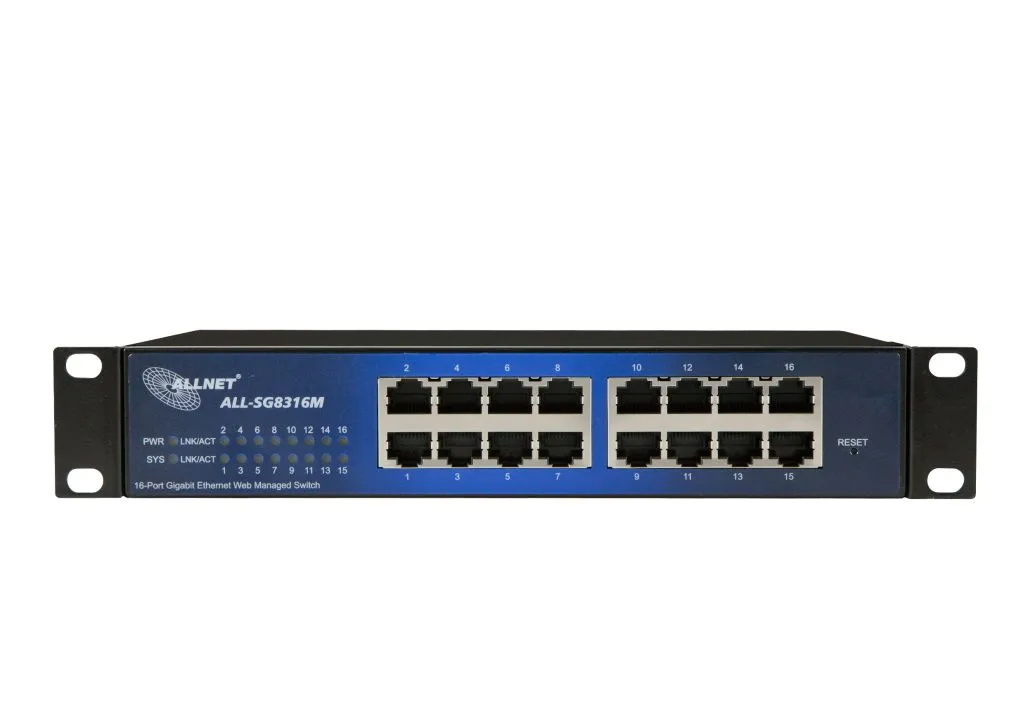 ALLNET Switch smart managed 16 Port Gigabit / 16x LAN / Lüfterlos / 19" & 10"/ "ALL-SG8316M" – Bild 2