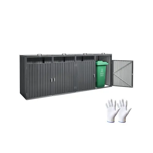 VEVOR Mülltonnenbox, 4x 240 L Mülltonnenhaus für den Außenbereich, Müllcontainer aus verzinktem Stahl, Mülltonnenverkleidung, für den Einsatz im Garten, Hinterhof und auf der Terrasse VEVOR Mülltonnenbox, 4x 240 L Mülltonnenhaus für den Außenbereich, Müllcontainer aus verzinktem Stahl, Mülltonnenverkleidung, für den Einsatz im Garten, Hinterhof und auf der Terrasse