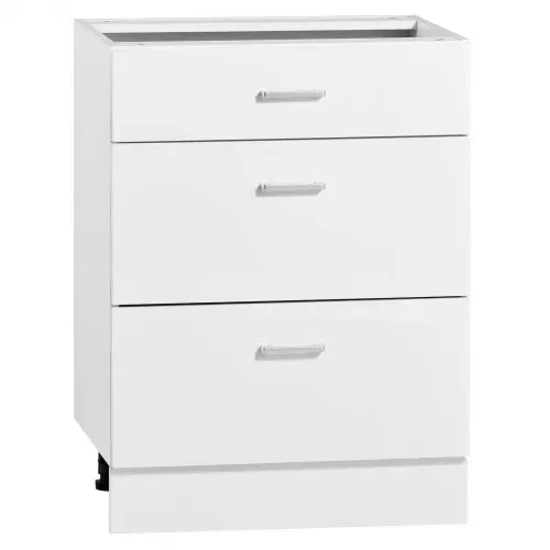 VEVOR Unterschrank 600x475x815 mm BxTxH Spanplatte Küchenunterschrank Weiß, für Waschküche und Bad, ohne Arbeitsplatte, im Shaker-Stil, mit 3 Schubladen, Soft-Close-Mechanismus und 3M-Laminierung – Bild 8